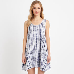 Women's TAHARI Asymmetrical Dress Plus 1X White Blue Tie-Dye XL